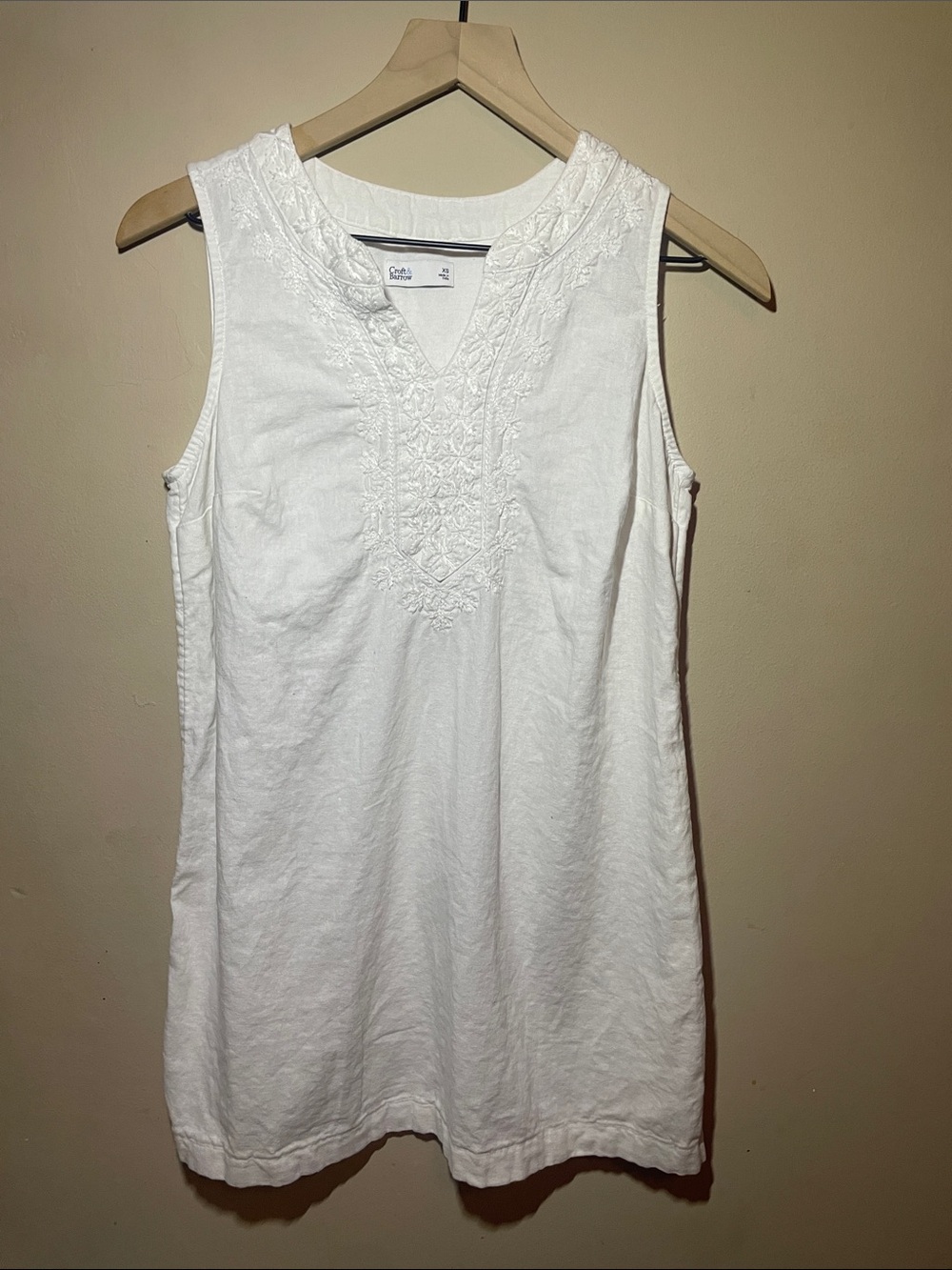 Croft & Barrow White Embroidered Sleeveless Dress XS Boho Cottagecore